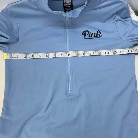 PINK Victoria's Secret Light Blue Zip-Up Pullover Top - Picture 8 of 9